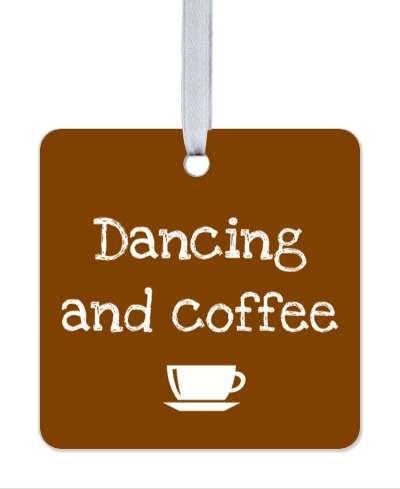 dancing and coffee mug cute brown white stickers, magnet