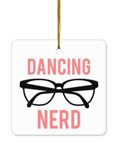 dancing nerd glasses white pink black stickers, magnet