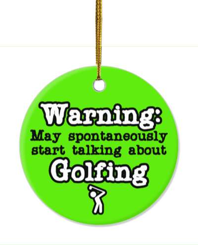 danger symbol warning may spontaneously start talking about golfing bright green stickers, magnet