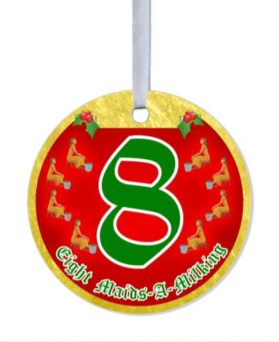 day eight maids a milking twelve days of christmas popular song stickers, magnet