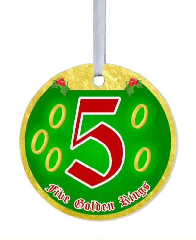 day five golden rings twelve days of christmas popular song stickers, magnet