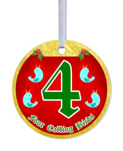 day four calling birds twelve days of christmas popular song stickers, magnet