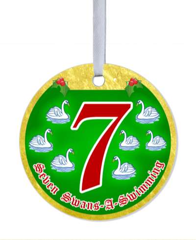 day seven swans a swimming twelve days of christmas popular song stickers, magnet