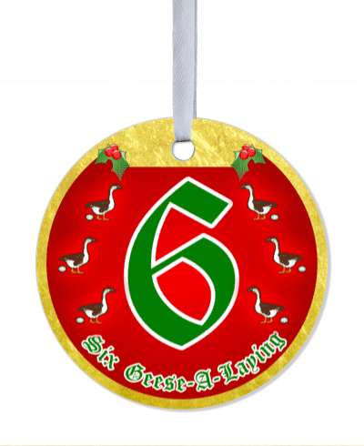 day six geese a laying twelve days of christmas popular song stickers, magnet