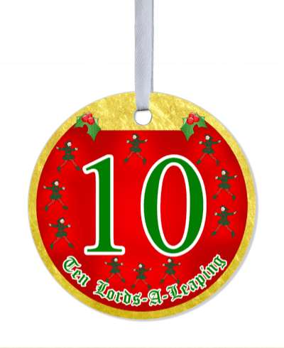 day ten lords a leaping twelve days of christmas popular song stickers, magnet