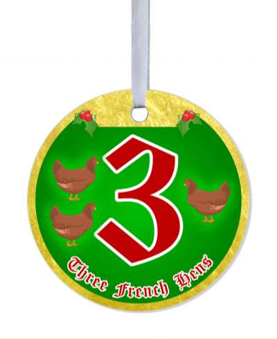 day three french hens twelve days of christmas popular song stickers, magnet