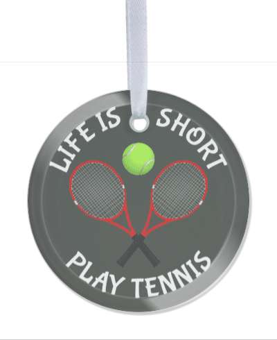 deep grey life is short play tennis racquets stickers, magnet