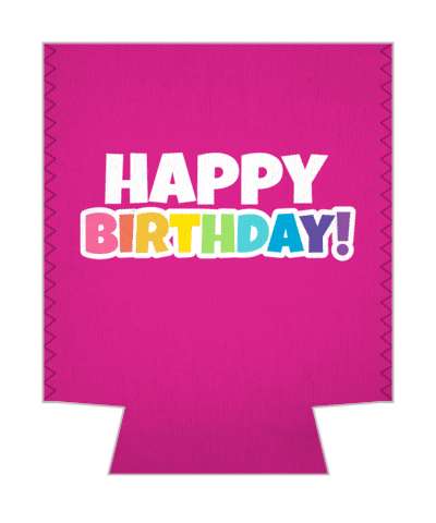 deep pink happy birthday cartoon multicolor colorful stickers, magnet