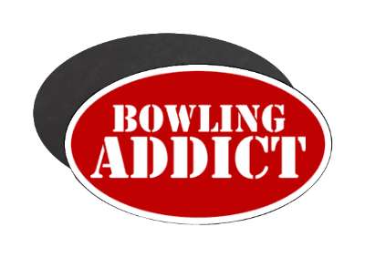 deep red bowling addict stencil white stickers, magnet