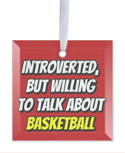 deep red introverted but willing to talk about basketball bold stickers, magnet