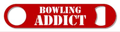 deep red white bowling addict stencil stickers, magnet