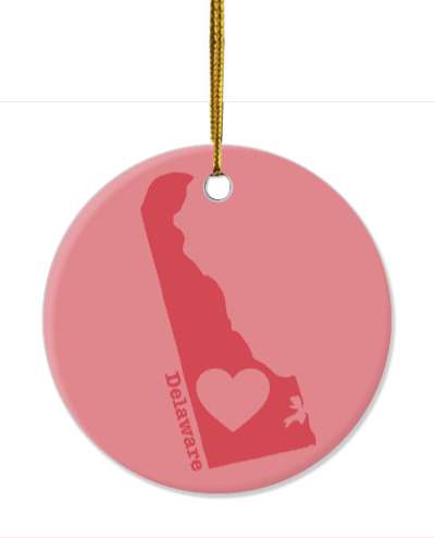 delaware state silhouette heart stickers, magnet