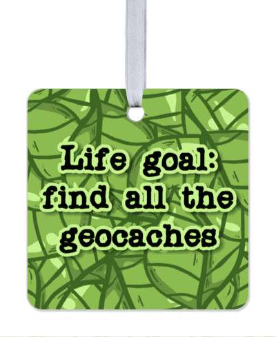 detailed green leaves life goal find all the geocaches stickers, magnet