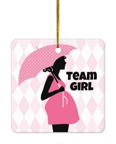 diamond pattern team girl pregnant woman silhouette umbrella pink stickers, magnet