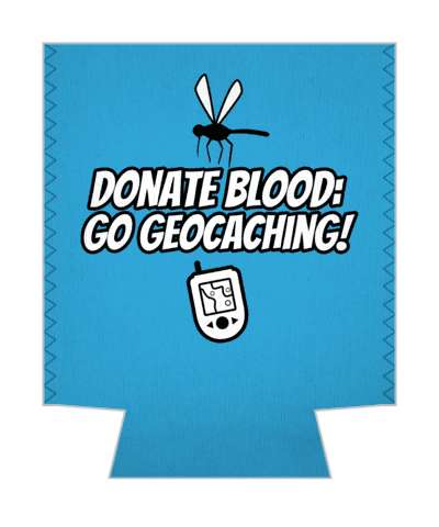 donate blood go geocaching gps mosquito blue stickers, magnet