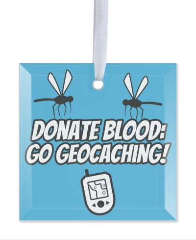 donate blood go geocaching gps mosquito silhouettes funny stickers, magnet