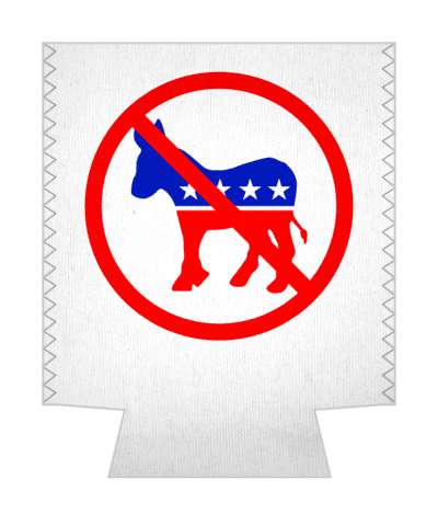 donkey symbol anti red slash no democrat dem stickers, magnet