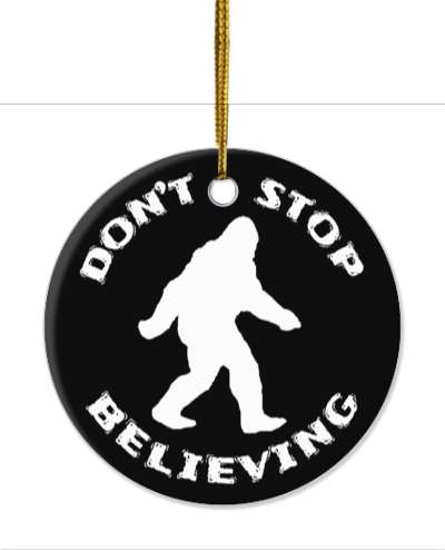 dont stop believing bigfoot silhouette sasquatch black white stickers, magnet