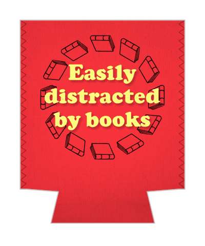 easily distracted by books circle outline stickers, magnet