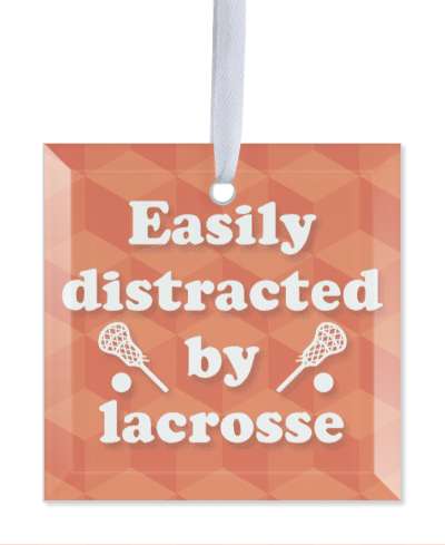 easily distracted by lacrosse red orange pattern stickers, magnet