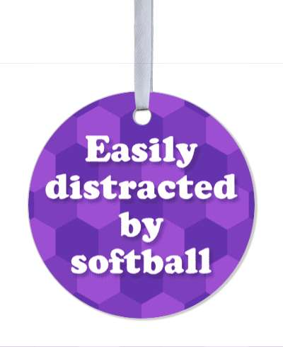 easily distracted by softball purple pattern stickers, magnet