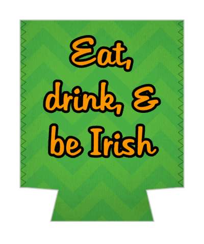 eat drink and be irish chevron green orange stickers, magnet