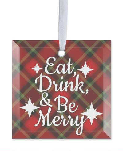 eat drink and be merry flannel red stickers, magnet