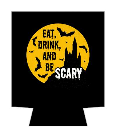 eat drink and be scary castle bats orange circle stickers, magnet