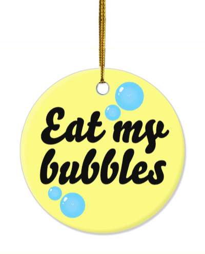 eat my bubbles swimming competition pale yellow stickers, magnet