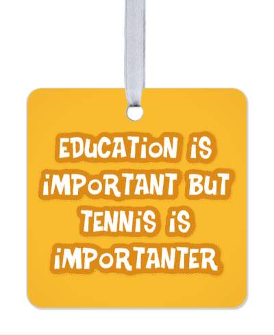 education is important but tennis is importanter funny orange white stickers, magnet
