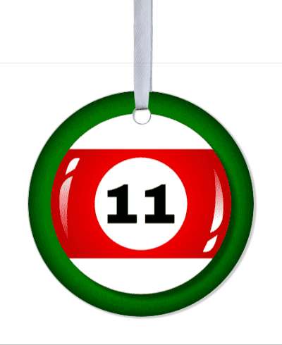 eleven red stripe pool ball stickers, magnet