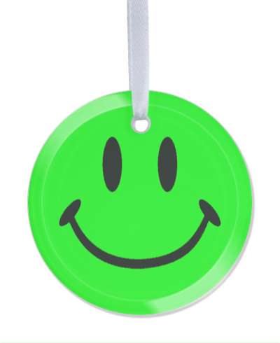 emoji smiley classic face green stickers, magnet
