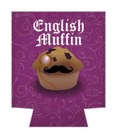 english muffin mustache monocle british pun stickers, magnet