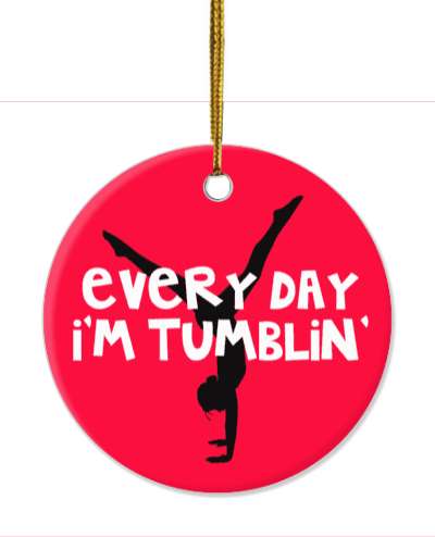 every day im tumbling gymnastics silhouette red stickers, magnet