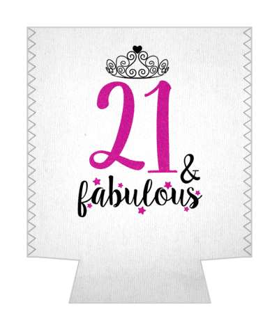 fancy cursive tiara 21 and fabulous twenty first birthday stickers, magnet