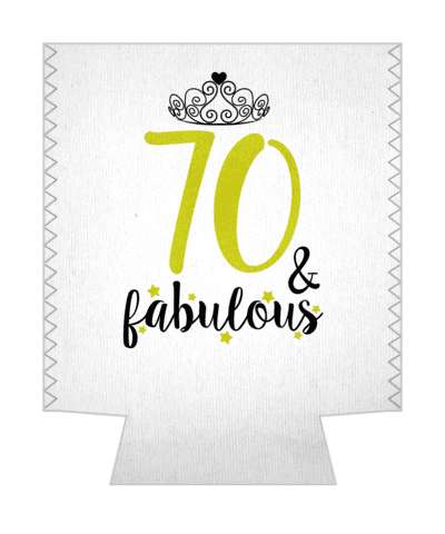 fancy cursive tiara 70 and fabulous twenty first birthday stickers, magnet