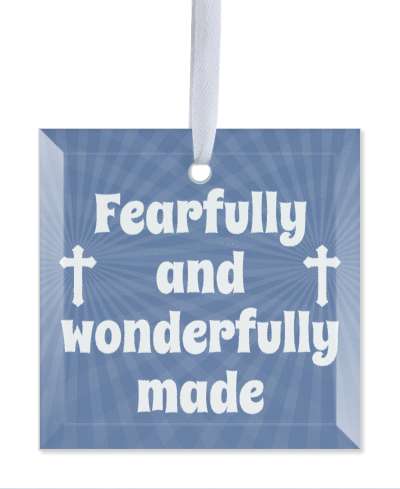 fearfully and wonderfully made cross two light rays stickers, magnet