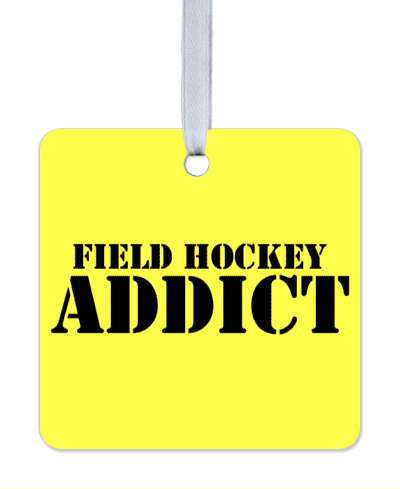 field hockey addict stencil pale yellow stickers, magnet