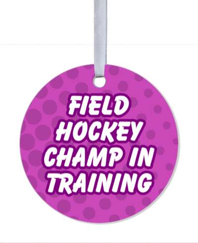 field hockey champ in training purple stickers, magnet