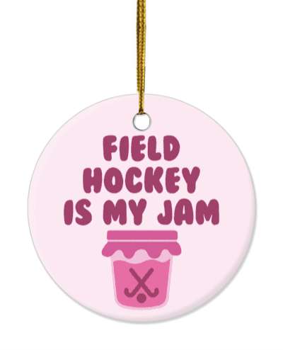 field hockey is my jam wordplay funny sticks ball in jar stickers, magnet