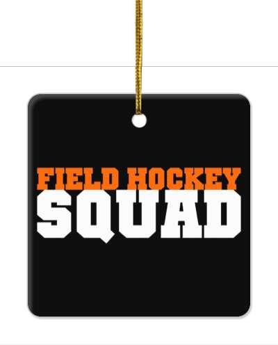 field hockey squad black orange white stickers, magnet