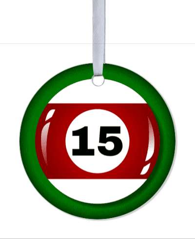 fifteen deep red stripe pool ball stickers, magnet