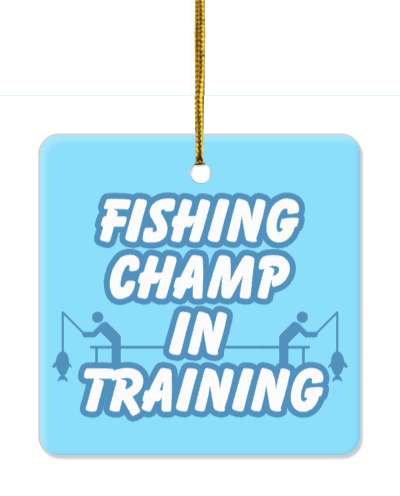 fishing champ in training light blue fisher silhouette stickers, magnet