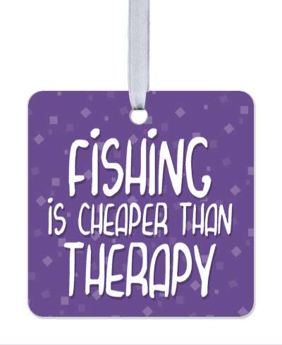 fishing is cheaper than therapy purple pattern stickers, magnet