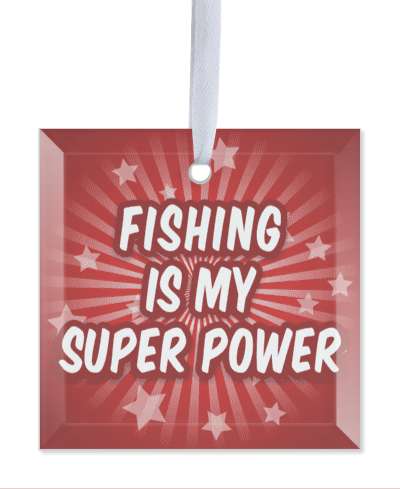 fishing is my super power star burst deep red stickers, magnet