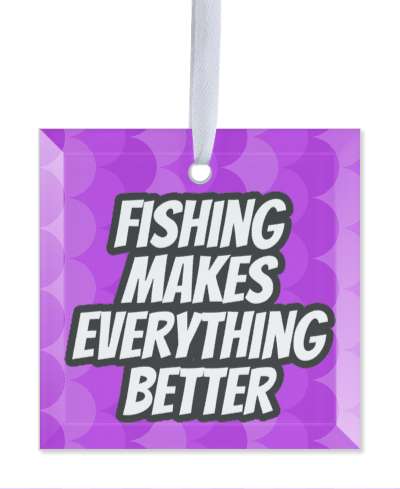 fishing makes everything better bold white purple stickers, magnet