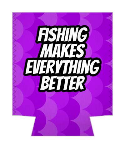 fishing makes everything better purple fish scales pattern stickers, magnet
