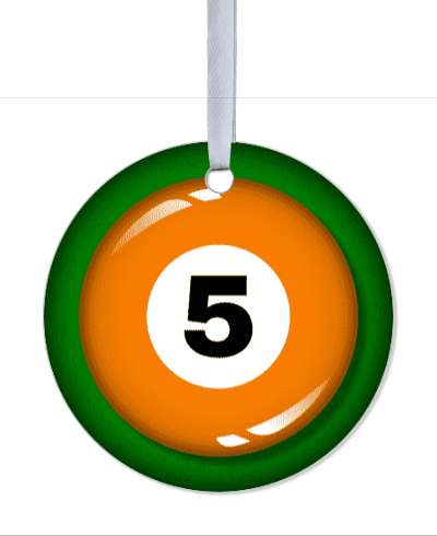 five orange pool ball stickers, magnet