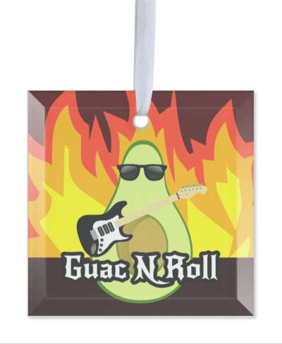 flames guac and roll rock and roll guacamole avacado guitar stickers, magnet