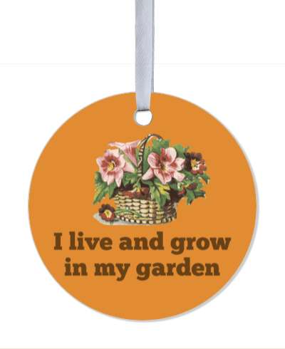 flower basket i live and grow in my garden pretty stickers, magnet